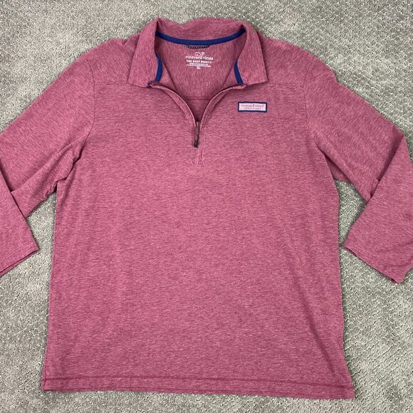 Vineyard Vines Shep Shirt Men's XL Jetty Red 1/4 Zip Performance 3/4 Sleeves - Picture 3 of 14
